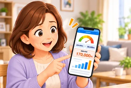 アプリの結果を見る女性